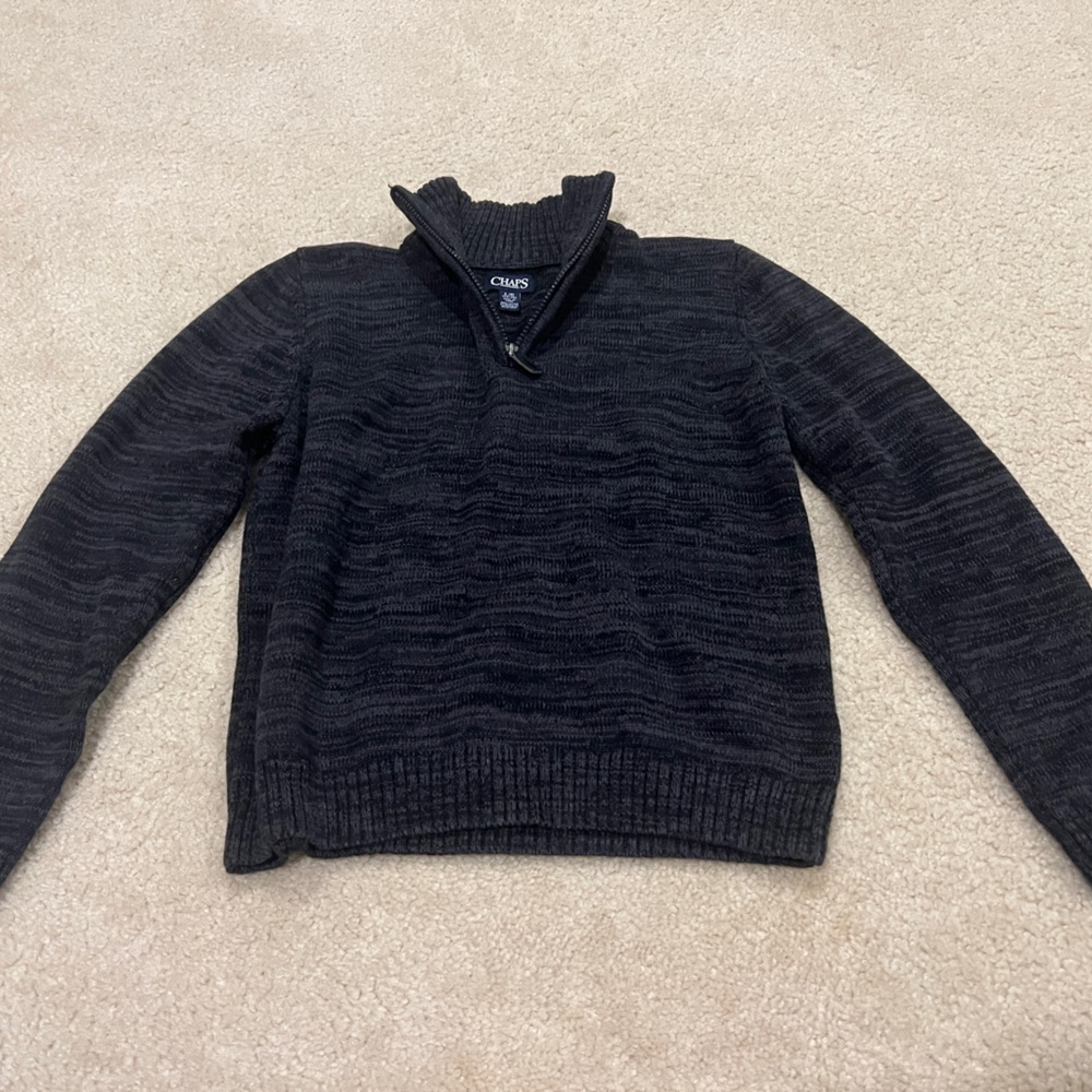 Chaps Dark Grey/Black Half-Zip Sweater 14/16